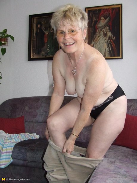 Naughty older lady showing off her naked body